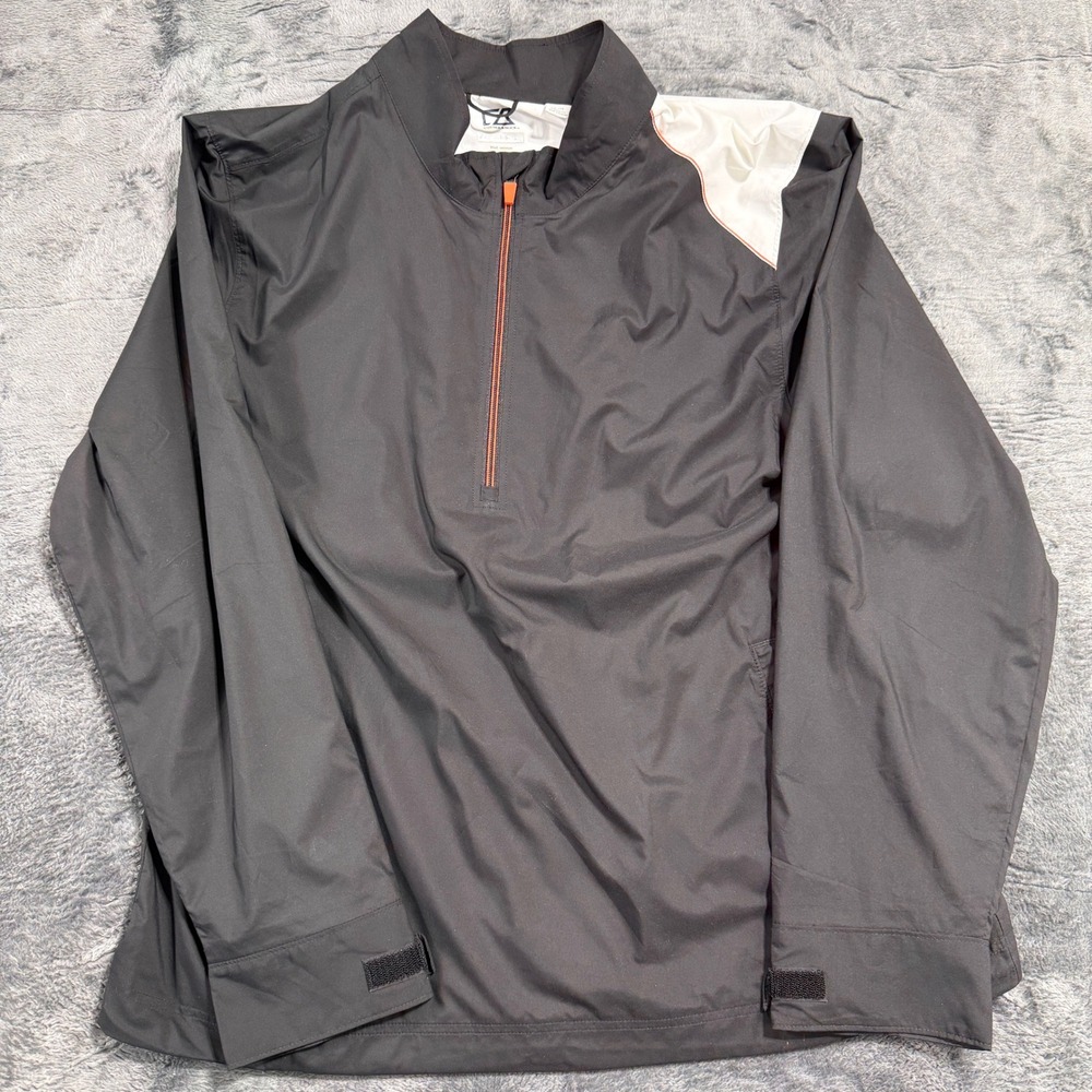 Cutter & Buck Windbreaker Mens Large Black White MCO00955 WeatherTec Quarter Zip